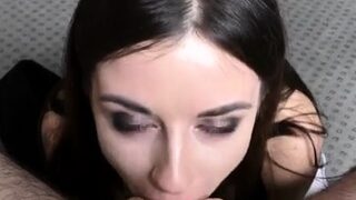 Hot slut does blowjob and receives a double penetration