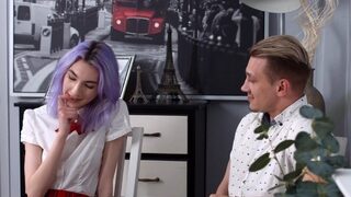 Test for skinny teen ends with MMF threesome with DP