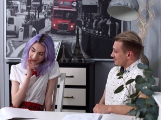 Test for skinny teen ends with MMF threesome with DP